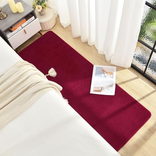 BENRON Soft Runner Rugs for Bedroom Hallway 2x6 Wine Red, Non Slip Washable - Image 4