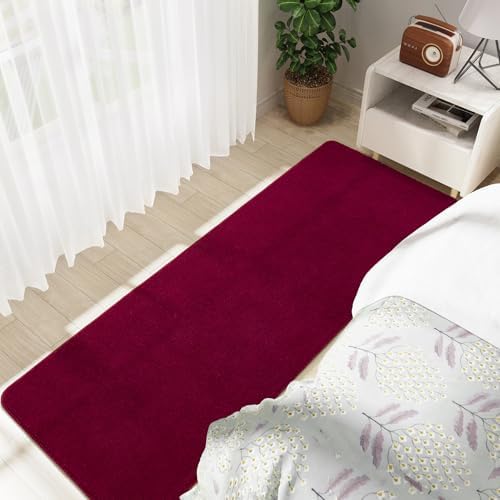 BENRON Soft Runner Rugs for Bedroom Hallway 2x6 Wine Red, Non Slip Washable - Image 5
