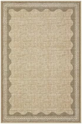 GarveeHome Scalloped Tan Washable Rugs 10x13 Rug - Image 5