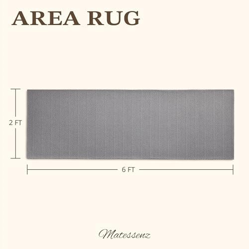 MatEssenz 2'x6' Faux Linen Runner Rug, Washable Woven Textured Long Hallway - Image 2