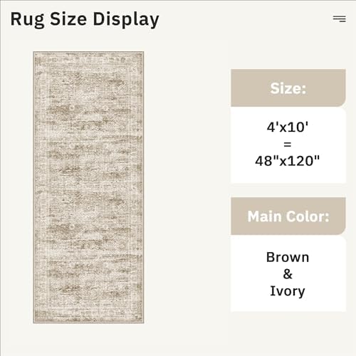 Soalmost Washable 4x10 Hallway Runner Rug Non-Slip Kitchen Entry Rugs Brown - Image 5