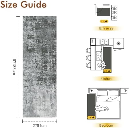 2x6 Ft Abstract Washable Runner Area Rugs - Image 2