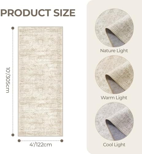 4x10 Runner Rug Non Slip, Washable Hallway Runner Rug - Image 2