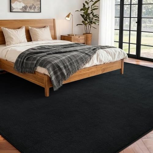 5x7 Pure Black Area Rug Non-Slip Washable Soft Thin - Image 2