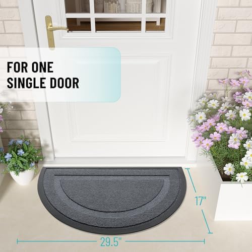 OLANLY Half Circle Front Door Mat Outside 29.5x17 All-Season Rubber Doormat - Image 2