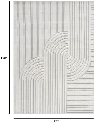 CAMILSON Modern Rug 8x10 Luxury Swirl Curved Micro Loop Area Rugs Soft High-Low - Image 2