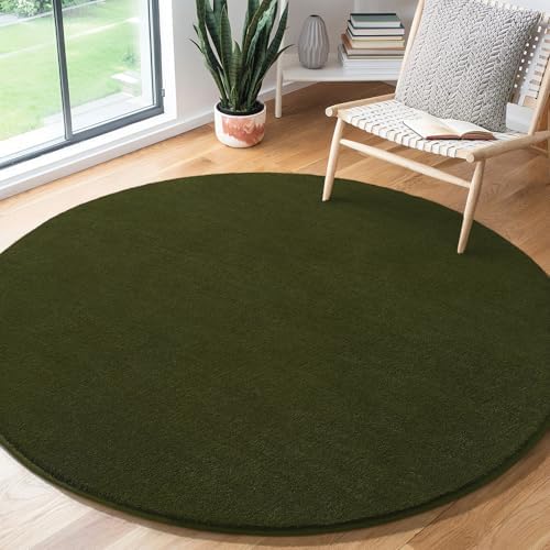 Amearea Olive Green Round Area Rugs 4ft Circle Rugs - Image 2