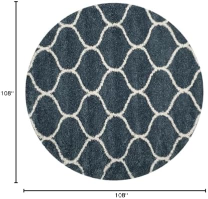 SAFAVIEH Hudson Shag Collection 9' Round Slate Blue/Ivory SGH280L Moroccan Ogee - Image 3