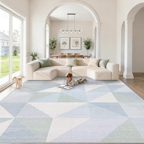 Washable Rug 8x10 Area Rugs: Modern Geometric Area Rug by AOYAOMI