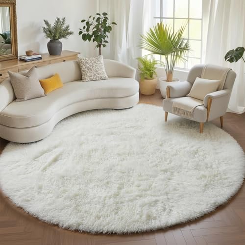 ONASAR Cream White Round Rugs 7ft - Image 5