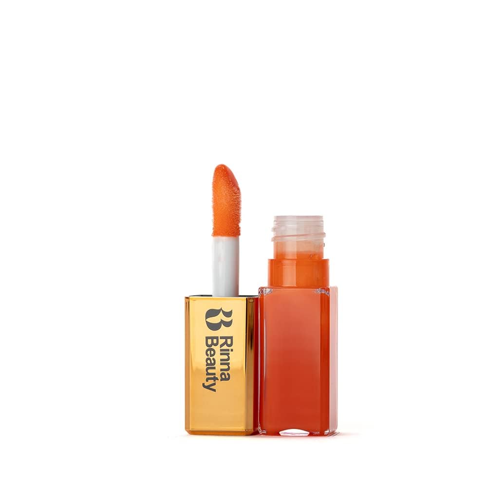 Rinna Beauty Larger Than Life Lip Plumping Oil - Sunset - Moisturizes & Hydrates Lips - Natural Plumping Over Time - Vegan, Cruelty-Free, & Paraben-Free 0.3 Fl Oz