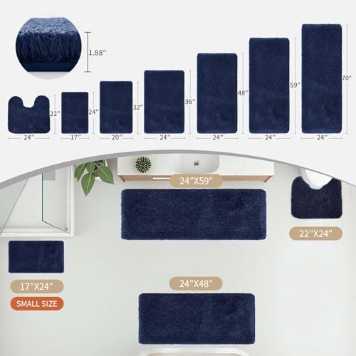 Disolla Navy Blue Bathroom Rugs 24x36, Non-Slip Plush Thick Bath Mat - Image 2
