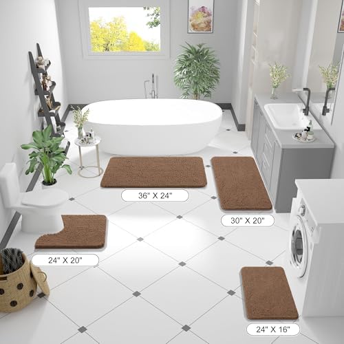 OLANLY Bathroom Runner Rugs 47x17, Extra Soft Absorbent Chenille Bath Rugs - Image 2