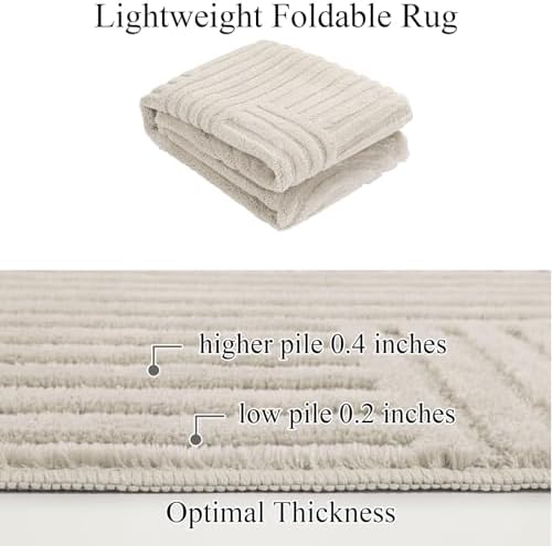 SHACOS Soft Cozy Fluffy Arch Pattern High Low Pile Area Rugs 5'x7' Non Slip - Image 4