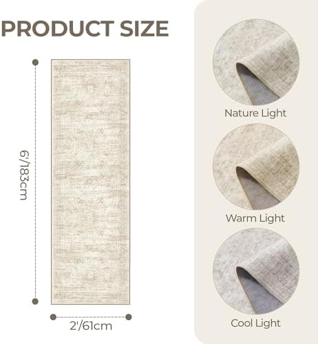 2x6 Runner Rug Non Slip, Washable Hallway Runner Rug - Image 2