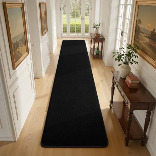Runner Rug for Hallway, 2x10 Black Washable Non Slip Runner Rug - Image 2