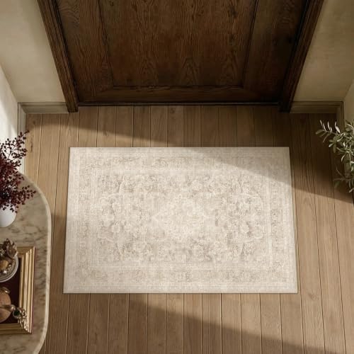 HUGEAR Beige 2x3 Area Rugs for Entryway Washable Rug Carpet - Image 2