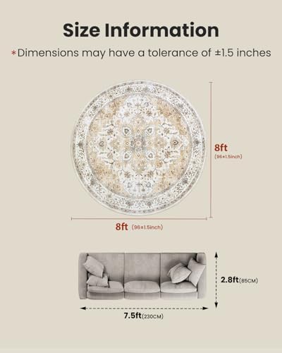 Amada Round 8x8 Washable Area Rug - Image 2