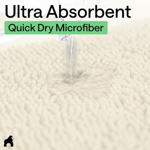 GORILLA GRIP Bath Rug Mat for Bathroom, Thick Chenille, 24x17 Ivory Cream - Image 5