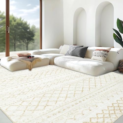 Area Rug for Living Room 10x14: Large Washable Boho Moroccan Rugs Geometric by AOYAOMI