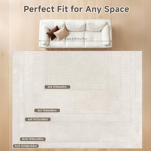 Pauwer 3x5 Area Rug for Living Room, Modern Bedroom Floor Carpet - Image 2