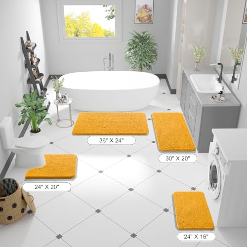 OLANLY Bathroom Runner Rugs 44x24, Soft Absorbent Chenille Bath Rugs, Rubber - Image 2