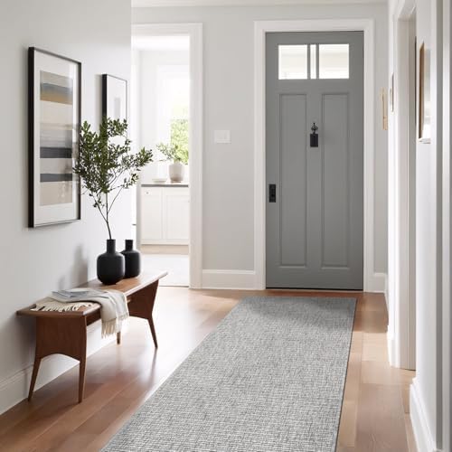 Beverly Rug Easy Jute Gray Runner Rug 2x7 Solid Washable Durable Outdoor Indoor - Image 4