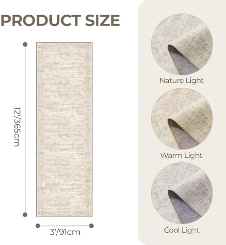 3x12 Runner Rug Non Slip, Washable Hallway Runner Rug - Image 2