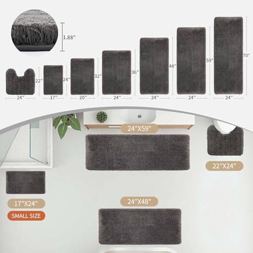 Disolla Dark Grey Bathroom Rugs 24x36, Non-Slip Plush Thick Bath Mat - Image 2