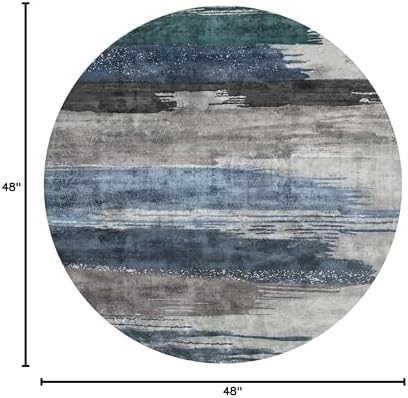 Ciicool Washable 4ft Round Rug, Modern Abstract Rugs - Image 2
