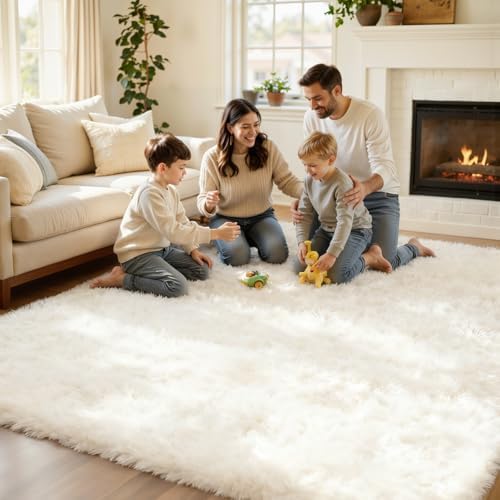 8x10 White Fluffy Fuzzy Shag Area Rug - Image 5