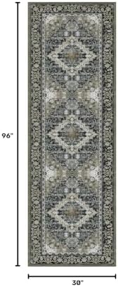 Lessymo Runner Rug 2.6 x 8 for Hallway, Washable Entryway Rugs Black Brown - Image 2