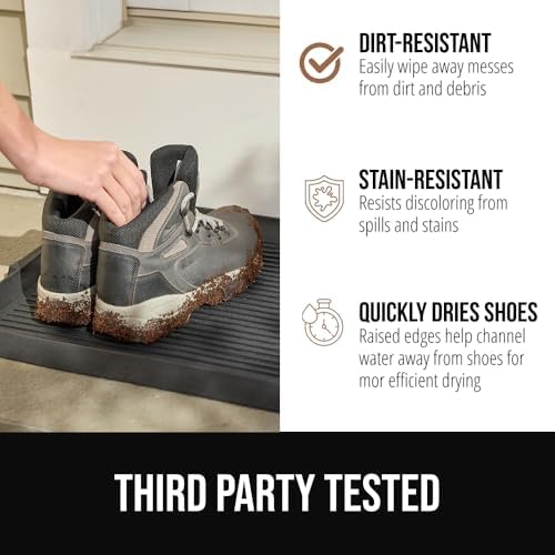 GORILLA GRIP Boot Tray for Shoes, Natural Rubber Door Mat, 32x16 Black - Image 6
