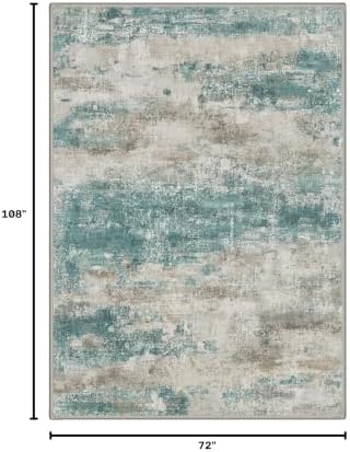 BEIMO 6x9 Area Rug for Bedroom, Teal Grey Washable Abstract Non Slip Rug - Image 2