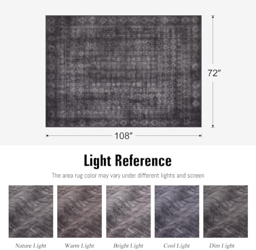 Washable Area Rug 6x9, Large Boho Living Room Rug, Dark Grey - Image 2
