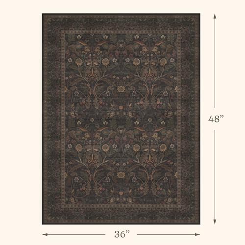 Rustic Brown 3x4 Large Washable Entryway Rug Indoor - Image 2