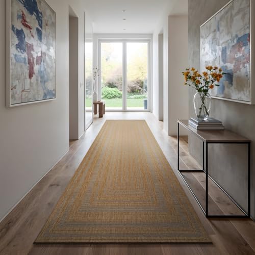 Beverly Rug Easy Jute Framed Border Runner Rug 2x7 Washable Durable Indoor - Image 4