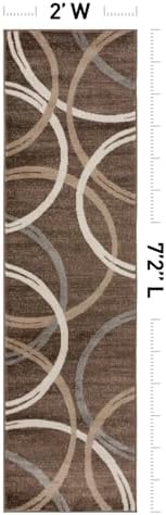 Rugshop Wavy Circles Modern Jute Backing Runner Rug Brown 2' x 7'2" - Image 2