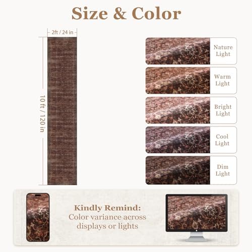 Brick Red 2x10 Rug Runners for Hallways Non Slip, Long Kitchen Runner Rugs Non - Image 2