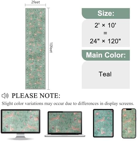 DUKINO 2x10 Kitchen Runner Rug, Soft Non Slip Animal Washable Rug - Image 2