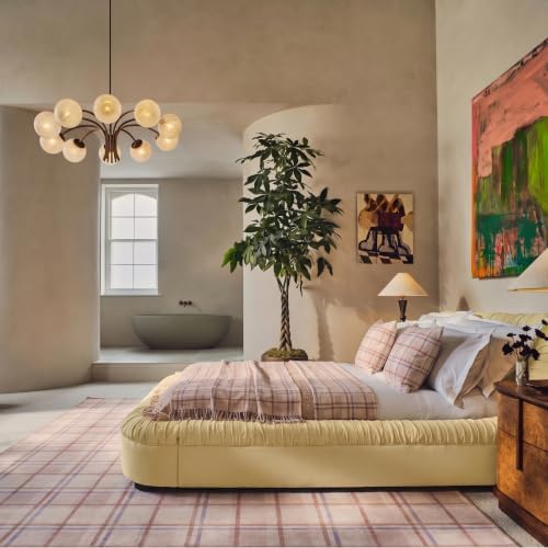 Pink Checkered 6x9 Area Rugs Washable Non-Slip - Image 3