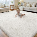 8x10 White Fluffy Fuzzy Shag Area Rug by Yidanamy