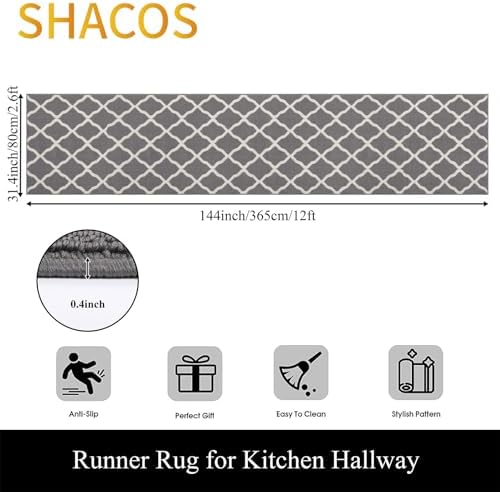 SHACOS Hallway Runner Rugs 2.6x12 ft Long Washable Non Slip Rubber Backing - Image 2