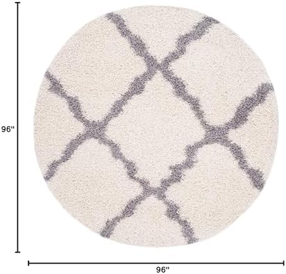 SAFAVIEH Dallas Shag Round Rug 8', Soft Plush Moroccan Ivory & Grey SGD257F - Image 2