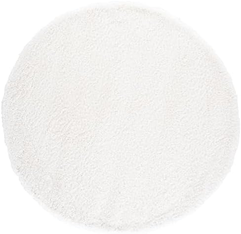 SAFAVIEH California Shag Round Rug 8', Soft Plush Modern White SG151-1010 - Image 3