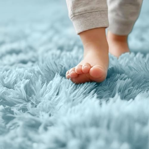 Amdrebio Light Blue Fluffy Big Rug 6x9 - Image 4