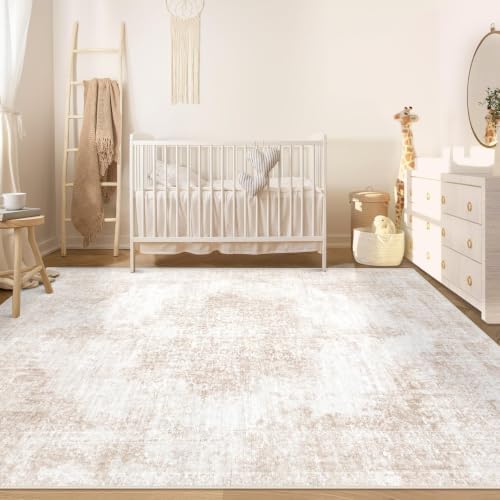 Area Rug 6x9 Vintage Rugs: Washable Living Room Rug Retro Medallion Distressed - Image 4