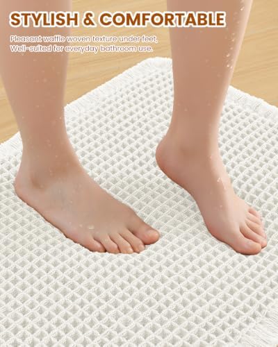 Smiry Waffle Bath Mat 59X20, Extra Soft Absorbent Bathroom Rugs - Image 4