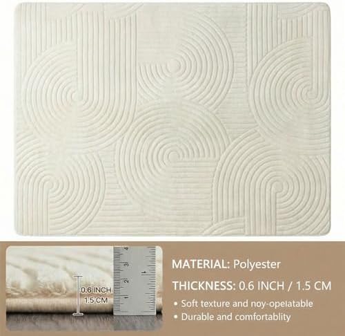 Beige Boho 8x10 Solid Color Area Rugs, Washable Rugs - Image 3