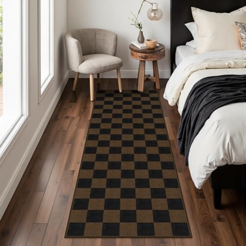 Rugalia Easy Jute Checkered Runner Rug 2x6 Coffee Rugs Runner - Image 6